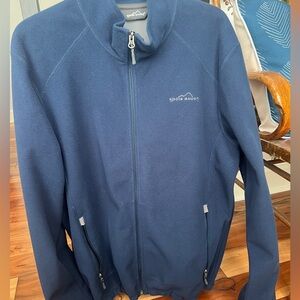 EDDIE BAUER WINDCUTTER MENS L Tall FLEECE JACKET Full Zip Navy w/ Zip Pockets